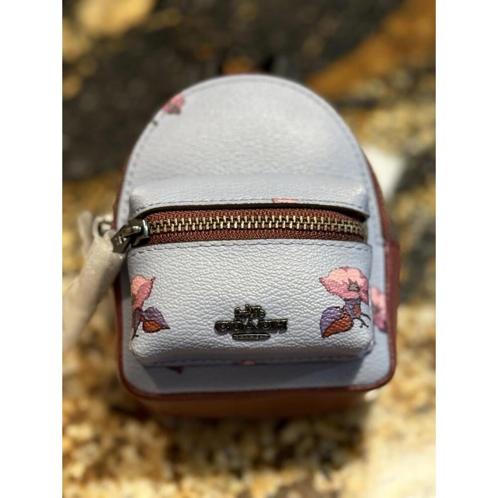NWT COACH Mini Court Backpack Charm Bell Flower Steel Blue - Picture 10 of 13